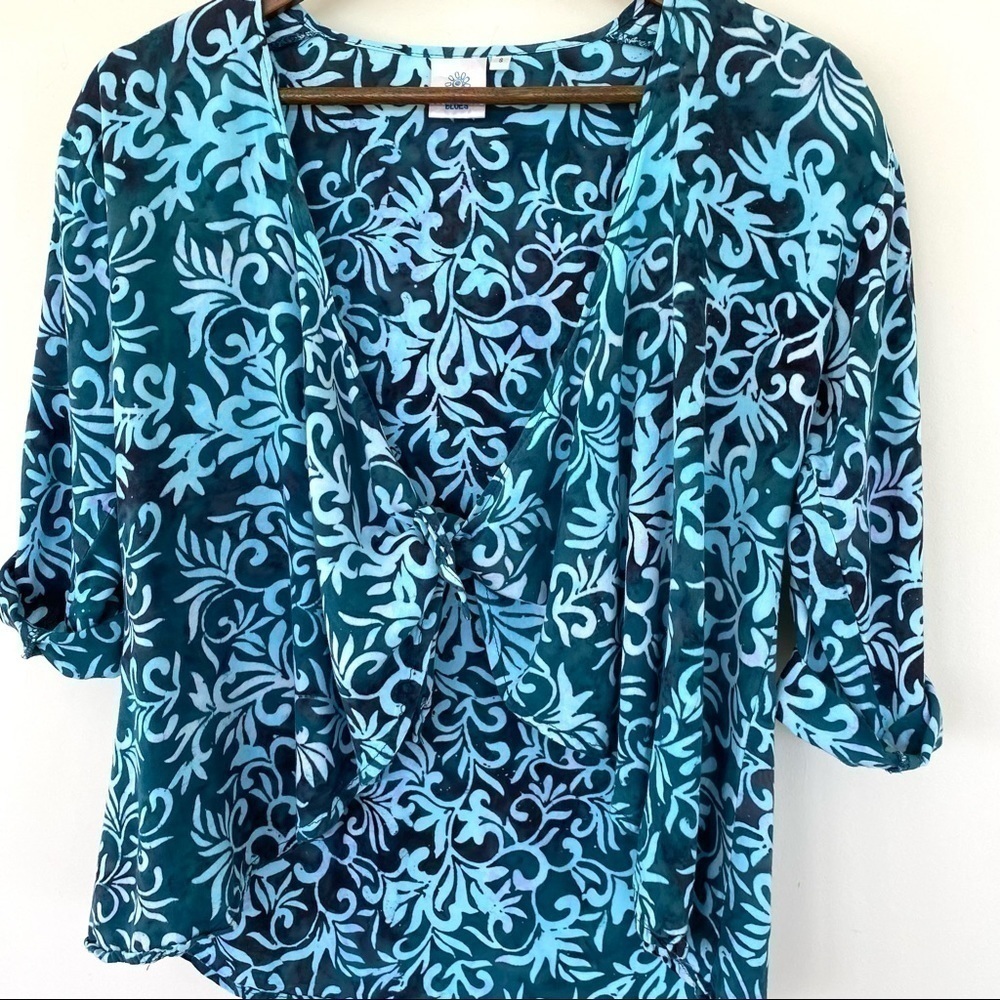 Mexicali Blues tie  front top, coverup with roll tab sleeves
